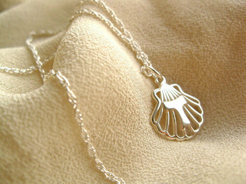 Scallop shell and Tau cross necklace