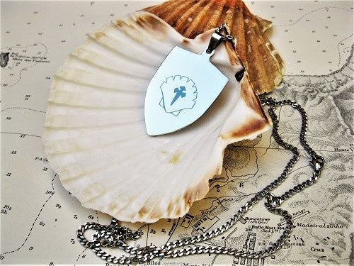 Travellers cross shield necklace for safekeeping