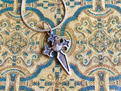 St James cross with scallop shell necklace