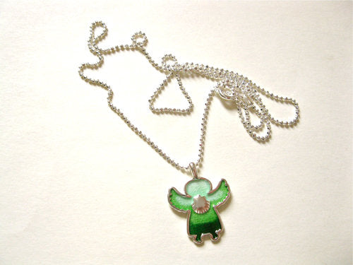 Angel necklace with shell and Tau for pilgrimage journeys