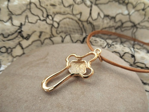 Gold scallop shell cross necklace