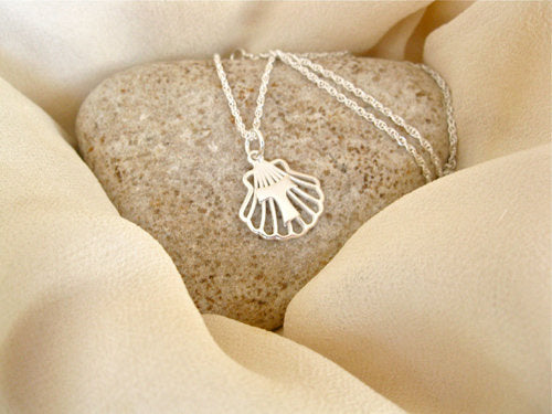 Scallop shell and Tau cross necklace
