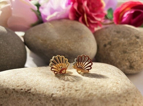 Wellbeing jewellery earrings - gold-plated shell
